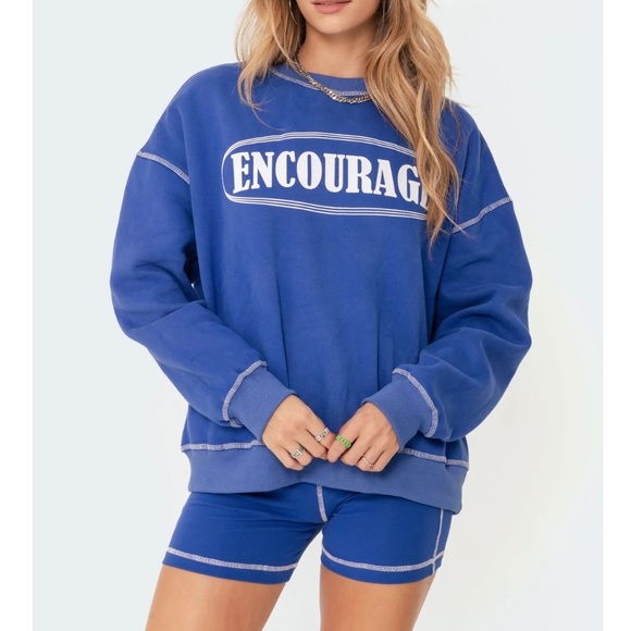 EDIKTED: Crewneck + Biker Short Set - Picture 5 of 5